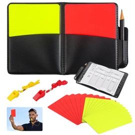 VEPEPE Pack of 22 Referee Cards Set, Football Referee with Whistle & Football Scorebooks, PVC Red Card, Yellow Card, Schiri Set for Football Games, School Sports