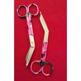 CynaMed USA NEW 2 O.R NURSES LISTER BANDAGE SCISSORS 5.5" COLOR HANDLE(PINK) ROUND PATTERN