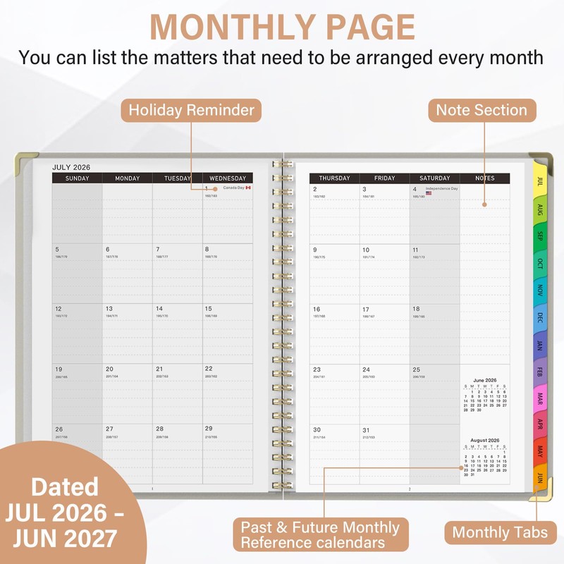 Planner 2026-2027, A4 Hardcover Weekly and Monthly Calendar Planner from