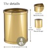 Kraftware Mylar Round Waste Basket, 11", Polished Brass Color
