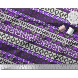 Soimoi Poly Georgette Fabric Aztec Southwestern Print Fabric by metre 42 Inch Wide