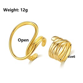 Rrdaily Gold Twisted Statement Ring Set for Women Irregular Chunky Geometric Curve Knuckle Open Ring Minimalist Stackable Metal Ring Bridal Wedding Jewelry (Gold)