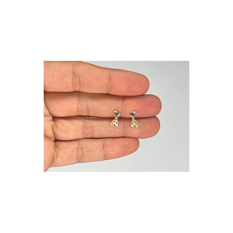 Giraffe Earrings - 925 Sterling Silver Studs