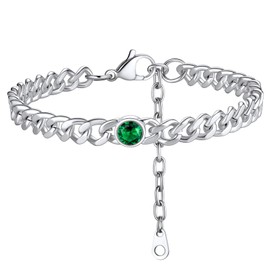 Cuban Ankle Bracelets for Women Anklets Jewelry Stainless Steel Anklet Foot Jewelry Birthstone Anklet Silver Anklet Stainless Steel Cubic Zirconia Anklet Emerald Anklet Chain