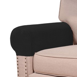 Turquoize Stretch Armrest Covers for Chairs and Sofas Couch Arm Covers for Sofa Spandex Jacquard Armrest Covers Anti-Slip Furniture Protector Washable Armchair Slipcovers for Recliner Set of 2, Black