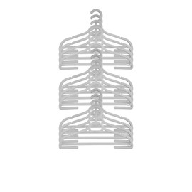 12 x Children Coat Hangers for Clothes Kids Child Baby Non-Slip Bulk Strong 100% Recycled Plastic Hangers 29cm x 18cm - Grey