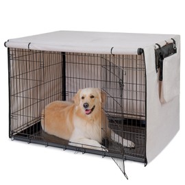 VERABE 600D Dog Crate Cover, Waterproof Pet Kennel Cover with Storage Bag Fit for 36 Inch Wire Crate Dog Cage, 36 Inches, BEIGE