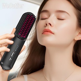 WeOutlier Portable USB Rechargeable Cordless Men Beard Hair Straightener Brush Mini Wireless 2 in 1 Woman Hair Straightener Comb Portable USB Rechargeable Cordless Men Beard Hair Straightener Brush Mini Wireless 2 in 1 Woman Hair Straightener Comb Po - P