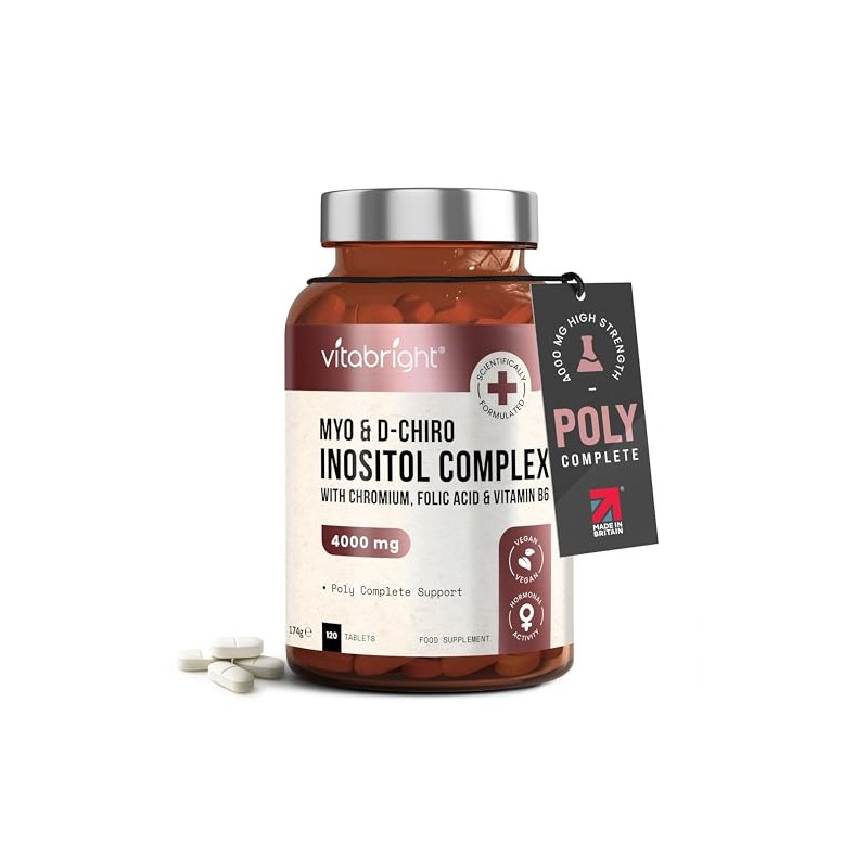 VitaBright Myo-Inositol & D-Chiro-Inositol 4000mg | 120 Chewable Tablets