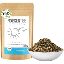 Morgentee BIO loser Tee 150 g - mit erfrischenden Kräutern Mate, Sencha, Pfefferminze bio Kräutertee von bioKontor