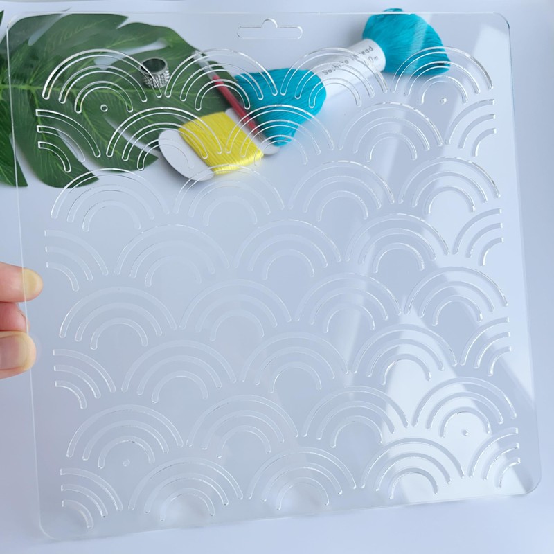 Acrylic Sashiko Stencil, Embroidery Pattern, Quilting Stencil, Classic Ocean Waves