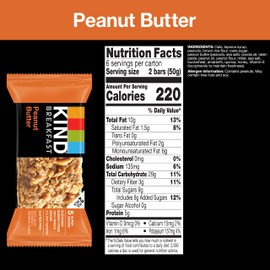 KIND Breakfast Bars, Peanut Butter, Healthy Snacks, Gluten Free, 5g Protein, 6 Count