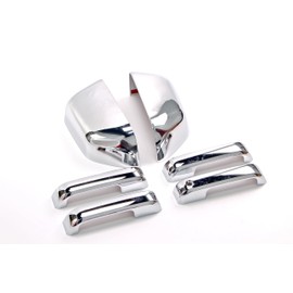 AUCERAMIC 2 Chrome Plated Top Half Mirror Cover Caps + 4 Door Handle Covers No Smart Key Compatible with 2017-2022 Ford F-250 F-350 F-450 F-550 Super Duty