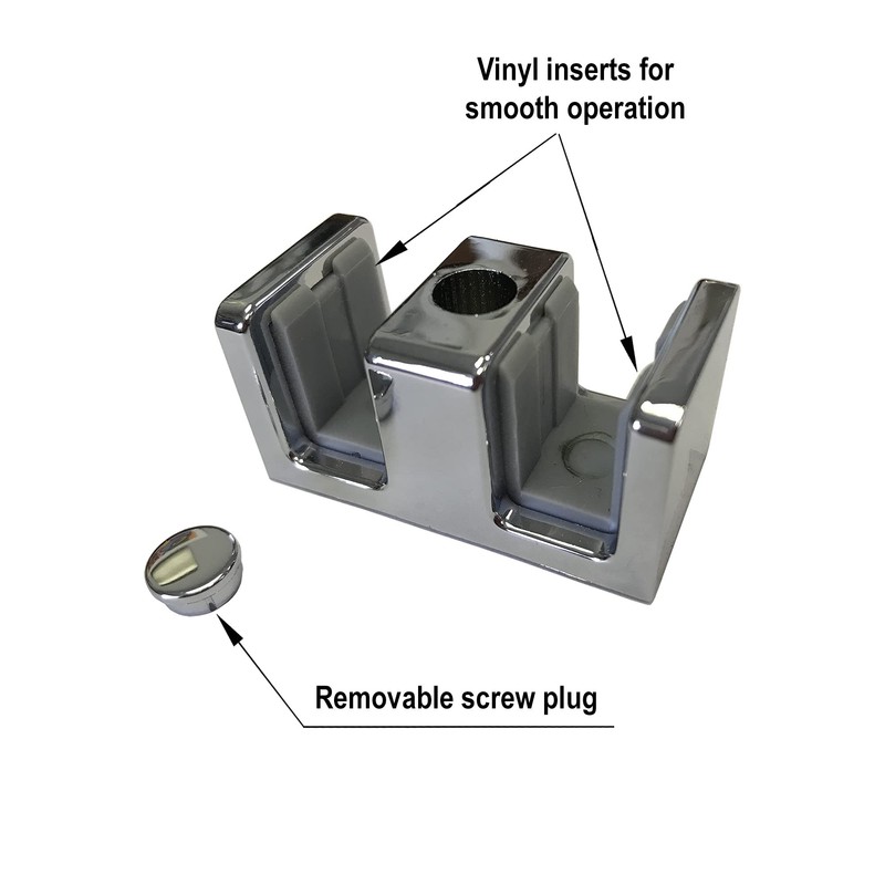Gordon Glass™ Chrome Shower Door Guide for Sliding Frameless Glass