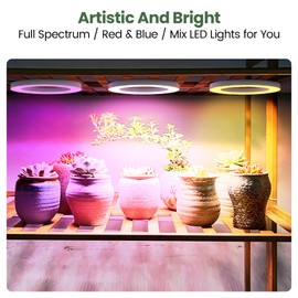 Mosthink 6.3" Ceiling Grow Lights for Indoor Plants, 144 LEDs Plant Light Full Spectrum, Under Cabinet Growing Lamp with Auto Timer, 10 Dimmable Levels, 3 Modes with Transparent Cover,Corded