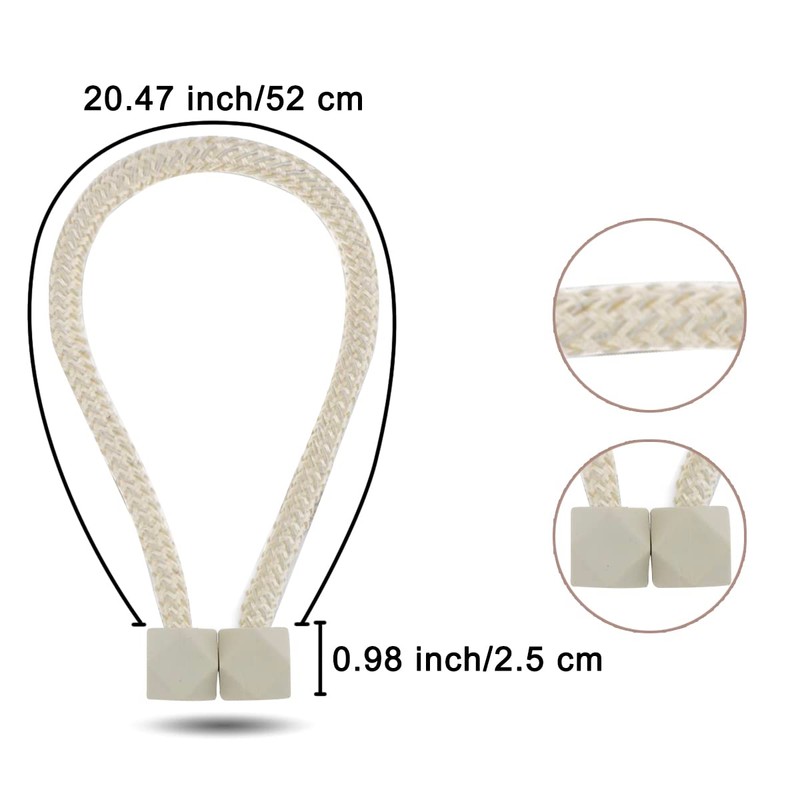 Yatinkim 2 Pack Curtains Tie Backs Drapes Holders Beige Magnetic