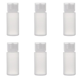 ALINK Travel Size Plastic Empty Toiletry Bottles, 30ml (1 oz) Pack of 6 Liquid Containers with Labels