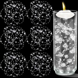 Cusmation 50 PCS Artificial Floating Beads for Centerpieces Vases, Clear 8+3mm String Beads for Wedding Party Faux Pearl String for Decorating, String Pearls for Crafts Vase Filler