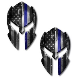 Decals by Haley Thin Blue Line Spartan Helmet Decal Sticker USA Truck Police Officer Molon Labe