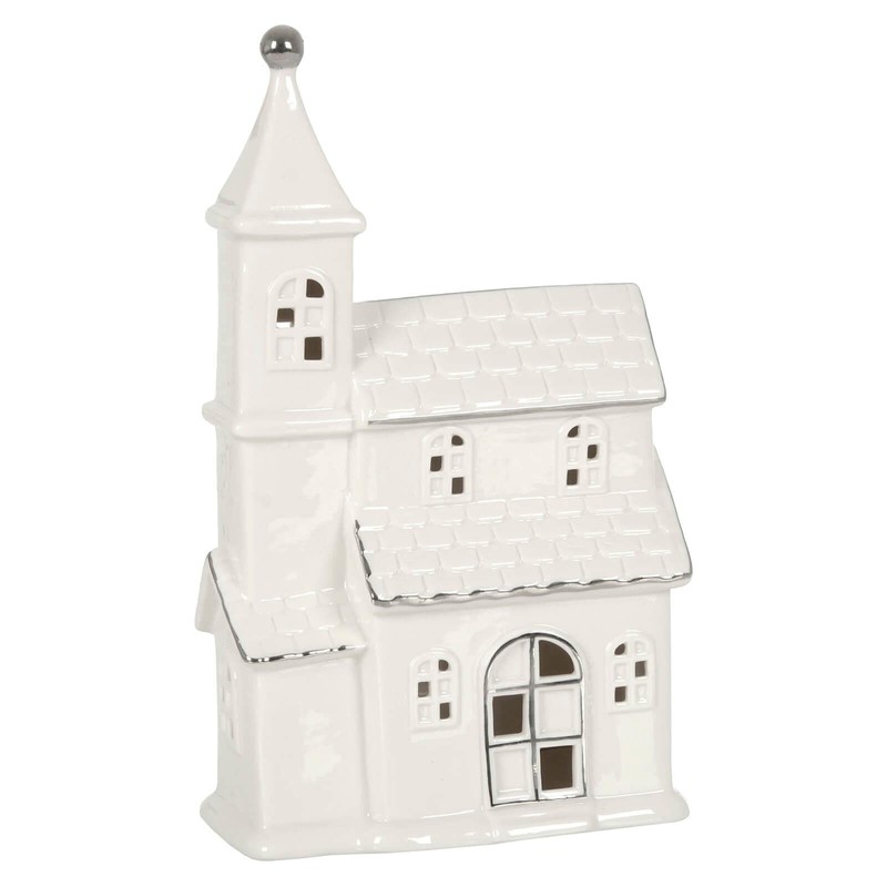 Mr Crimbo Light Up Christmas House Church Decoration Silver White