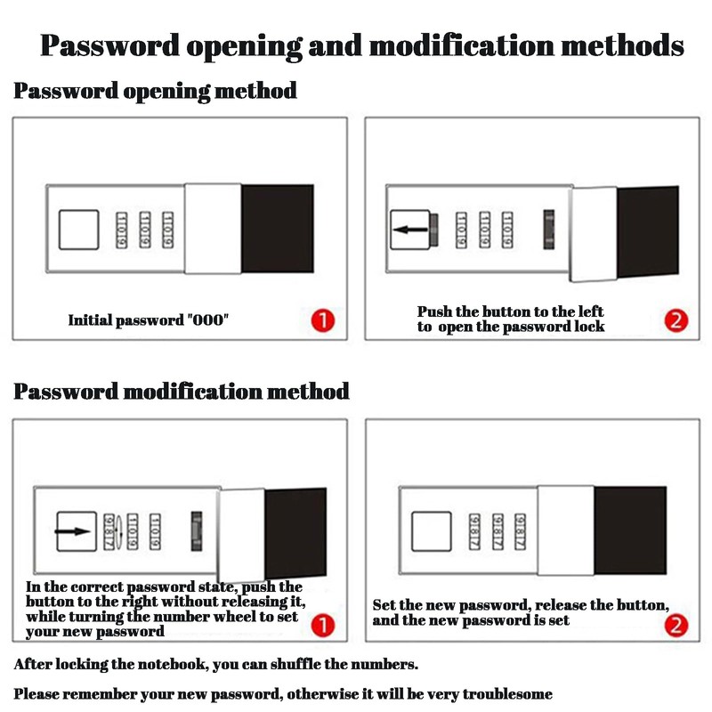 YEKUYEKU Password Notebook, Writing Planner with Combination Lock, With Lock