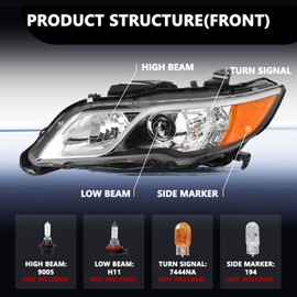 Aosky Headlight Assembly Compatible with [Halogen Type] 2013 2014 2015 Acura RDX OEM Headlamp, Left Driver Side
