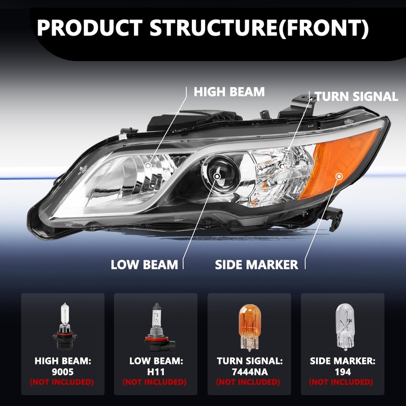 Aosky Headlight Assembly Compatible with [Halogen Type] 2013 2014 2015