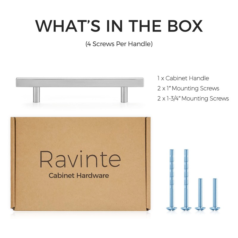 Ravinte 50 Pack 7.38 Inch Square Cabinet Pulls Brushed Nickel