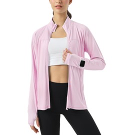 MAISON MISFITS 15 Womens Sun Protection Athletic Jackets UPF 50+ Spf Lightweight Full Zip Up UV with Pockets Running No Hood