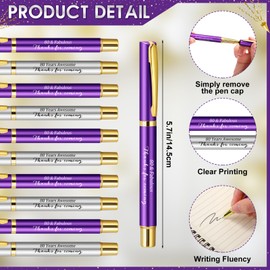 Feifeiya 50 Set 80th Birthday Party Favor for Guest Anniversary Party Favor with Purple and Silver Ballpoint Pens Thank You Cards for Women Men Birthday Souvenirs Anniversary Appreciation Gifts