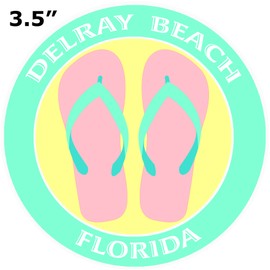 Athena Brands Flip Flops Delray Beach Florida - Car Truck Window Bumper Graphics Sticker Decal - Sea Grass Green