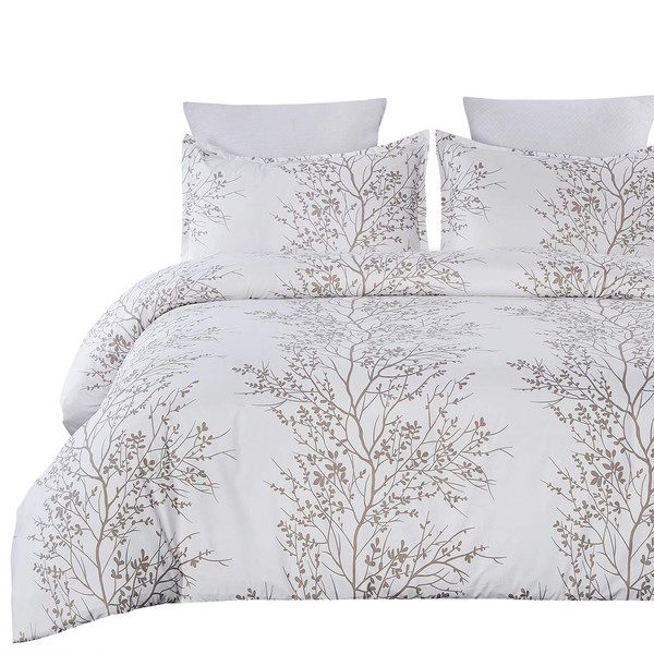 Vaulia Soft Microfiber Duvet Cover Set, Printed Tree Branches Pattern