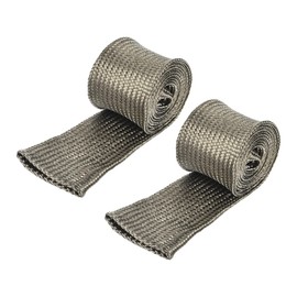 MECCANIXITY 2 Pcs Heat Shield Sleeve, 3/4" ID 3.3 Feet Heat Sleeve Automotive Wire Heat Shield Fuel Line Heat Shield Sleeve Heat Sleeve Heat Wrap 800 Degree for Wires, Titanium Color