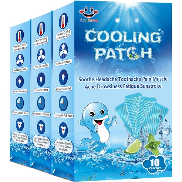 EASYEAH 30 Sheets Cooling Patches for Fever Discomfort & Pain