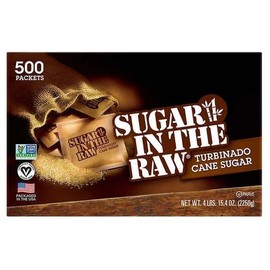 Sugear InThe Raw Packets 500 Count, Brown Sugar, Natural Sweetener for Drinks and Baking, Sugar Packets for Home, Office, Coffee, Bar, Gift,Restaurants, & Coffee Stations Plus Spoon Perfect for Mixing