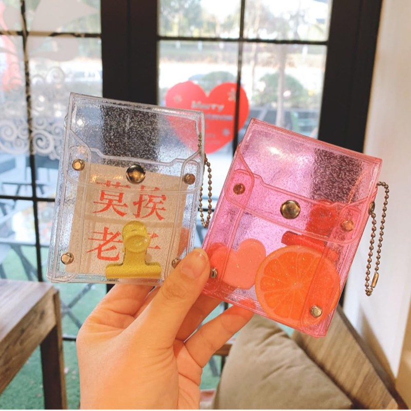 2Pcs Lipstick Case with Keychain, Transparent Mini Makeup Bag Pouch