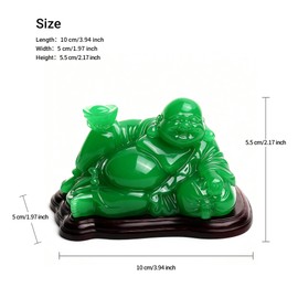 5.3" Green Happy Buddha Statue - Laughing Buddha Figurine for Good Luck, Wealth & Feng Shui, Handcrafted Polystone Resin, Home & Office Decor, Gift for Inspiration & Serenity,Meditation Decor