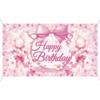BOXOB Pink Bow Happy Birthday Backdrop, 6x3.6ft Bow Happy Birthday