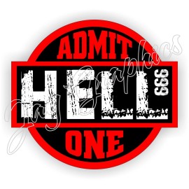 Unbranded/Generic 3pcs HELL ~ ADMIT ONE Funny Hard Hat Stickers Helmet Decals Ticket Motorcycle