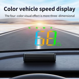 AZIJYV Heads Up Display for Cars,Color Speedometer M2S,Three-Stage Alarm Setting,Windshield Speedometer Projector with Speed,Compass,Automatic Sensing,Kilometer Mile Switching,Suitable for All Cars