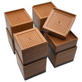 JONHWI Bed Risers, Furniture Raise Blocks, 3 inch Stilts Heavy Duty for Bed Couch Desk Sofa Table Lifts, Furniture Legs Lifters Support up to 1300 Lbs (Brown, 8 Pack Set)