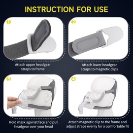 Hecatelly Replacement Headgear Kit for F20 Headgear with Magnetic Clips - Headgear Strap Compatible with AirFit F20/AirTouch F20 Full Face Masks (2 Headgear+ 4 Clips)