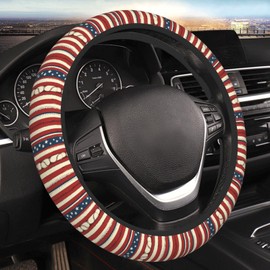 Yiohaha American Flag Baseballs Steering Wheel Cover 15 Inch Car Truck SUV Universal Steering Wheel Cover Durable Protector Car Accessories