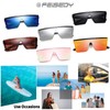 FEISEDY Oversized Sunglasses Mens Womens Flat Top Square Trendy Visor