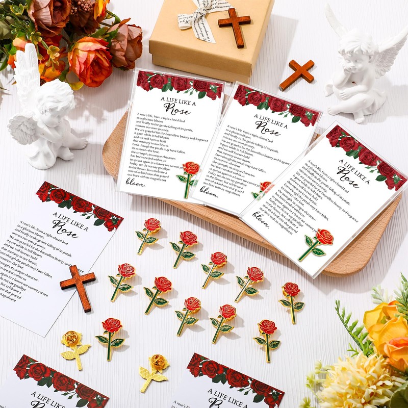 Liliaafar 30 Sets Red Funeral Favors for Guests, Memorial Rose