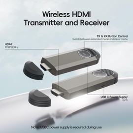 HFITACE Wireless Hdmi- Wireless Hdmi Transmitter and Receiver Plug & Play Wireless Hdmi Kit for Streaming Video and Audio to Monitor from Laptop/Pc/Tv Box/Projector