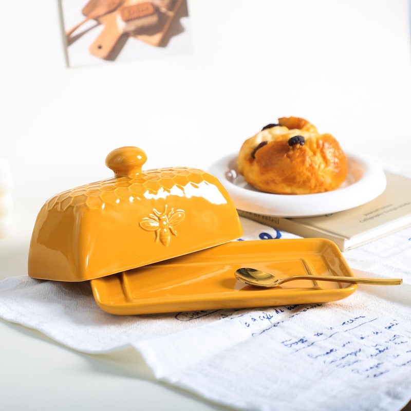 Bicuzat Ceramic Butter Dish with Lid Butter Keeper Butter Plate