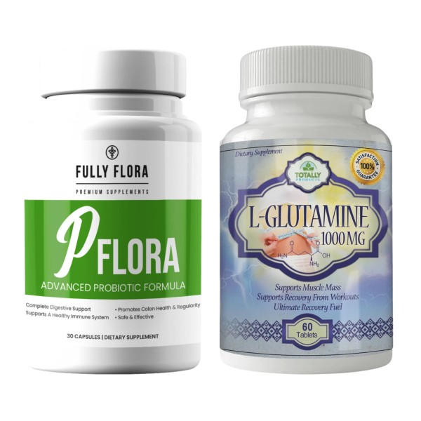 Totally Products Flora Probiotic Immune Health Supplements and L-Glutamine Tablets