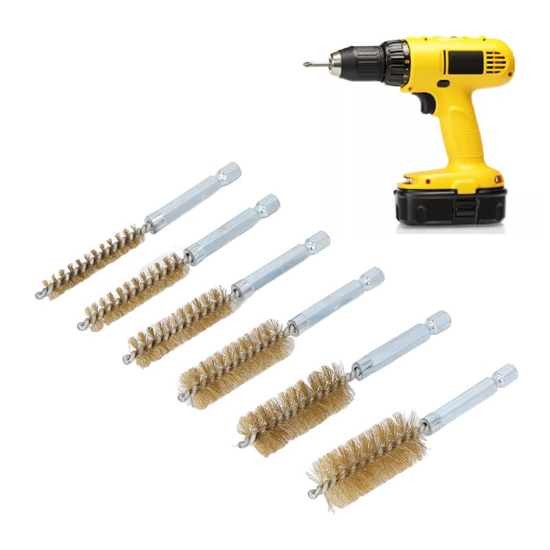 Brass Wire Bore Cleaning Brush Set - 6 Pieces with