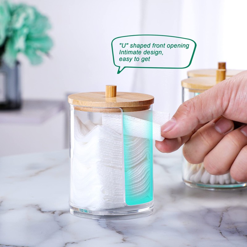 MKLZ 3 Pcs Qtip Holder and Cotton Round Pad Dispenser